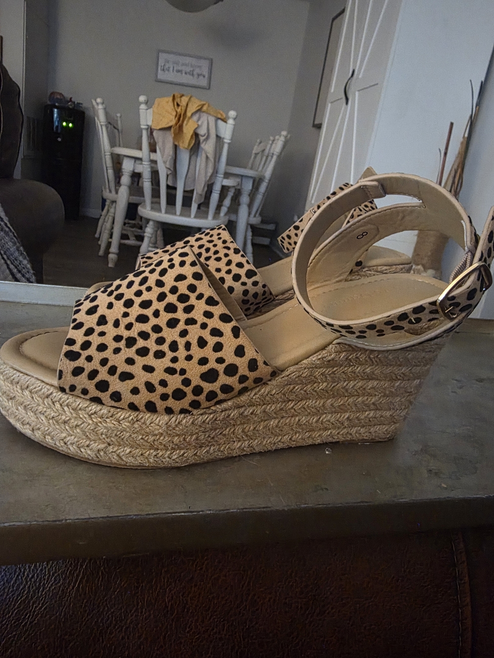 Pierre Dumas Leopard Print Espadrille Wedge Sandals - Tan/Black